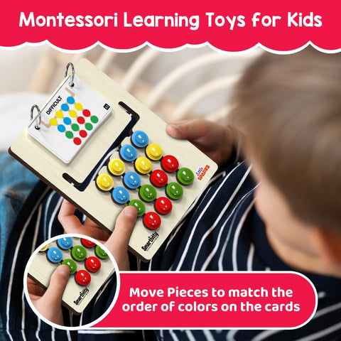 Smartivity Kids Montessori Slide Puzzle Game IColor & Pattern Matching Learning Toys for Kids 4-8 Years I Birthday Gift for Unisex I Preschool Educational Activity Toy for 4,5,6,7,8 I Travel Friendly