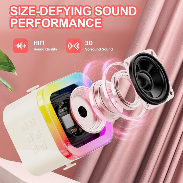 Storio Rechargeable Wireless Mini Portable Bluetooth Karaoke Machine | Bluetooth Speaker with Microphone & LED Lights - Kids Music Singing Toys for Girl Boy Birthday Gift Ideas
