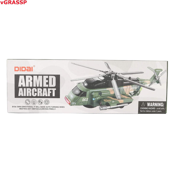 VGRASSP Apache Style Air Force Helicopter Toy for Kids - Bump and Go Action with Colourful 3D Lights, Swirls and Music Multicolor