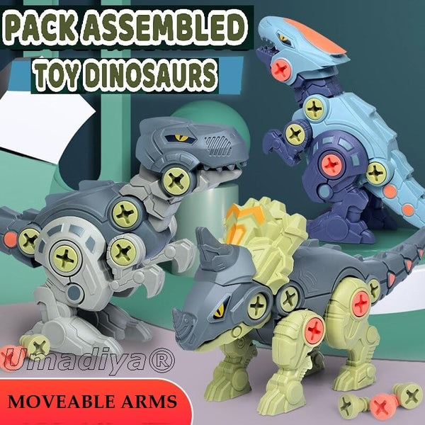 Umadiya® Branded Take Apart Dinosaur Toys, Pack of 4 Dinosaurs with Screwdrivers, Dino Kids Building Learning Toys, STEM Toy for Boys and Girls, 3 4 5 6 7 8 Year Old Boys and Girls (Dino-4)
